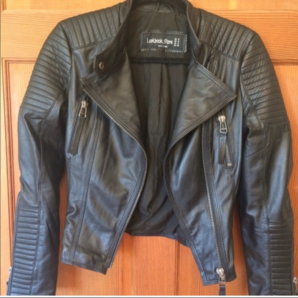 Genuine leather moto jacket
